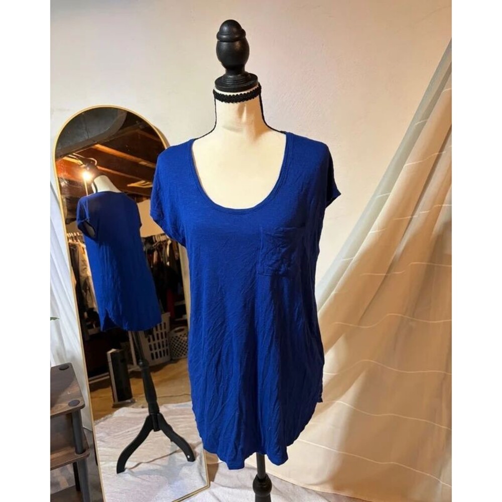 Maurices 24/7 Cobalt Blue Scoop Neck Tee Size S Soft Short Sleeve T Shirt